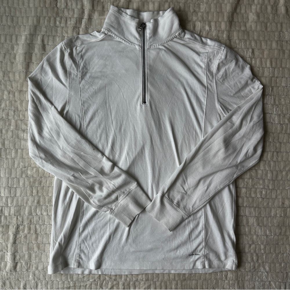 Men’s White Calvin Klein 1/4 Zip Long Sleeve Size L